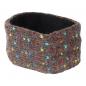 Preview: Braunes bunt gemustertes Stirnband 100% Wolle mit Fleece gefüttert Handarbeit Nepal