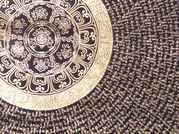 OM MANDALA THANGKA MIT TIBETISCHEN GLÜCKSSYMBOLEN