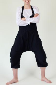 SCHWARZE KURZE KNIELANGE ALADIN LATZHOSE 100% BAUMWOLLE Gr.L