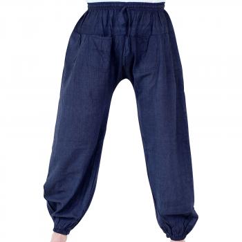 Preview: Blaue Ballonhose mit Taschen Handarbeit aus Nepal