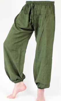 Preview: Grüne Ballonhose mit Taschen Handarbeit aus Nepal