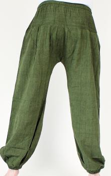 Preview: Grüne Ballonhose mit Taschen Handarbeit aus Nepal