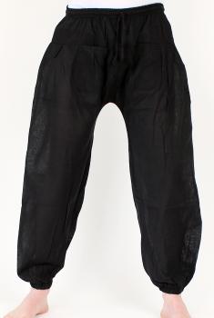 Preview: Schwarze Ballonhose mit Taschen Handarbeit aus Nepal