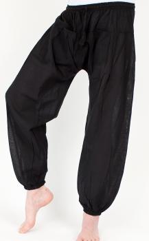 Preview: Schwarze Ballonhose mit Taschen Handarbeit aus Nepal