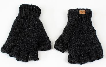 Preview: ANTHRAZITFARBENE FINGERLINGE HALBFINGERLINGE 100% WOLLE HANDARBEIT NEPAL