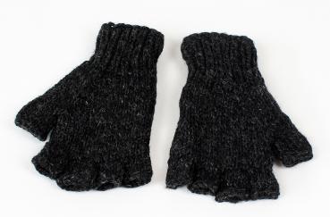 Preview: ANTHRAZITFARBENE FINGERLINGE HALBFINGERLINGE 100% WOLLE HANDARBEIT NEPAL
