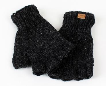 ANTHRAZITFARBENE FINGERLINGE HALBFINGERLINGE 100% WOLLE HANDARBEIT NEPAL