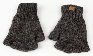 Preview: BRAUNE FINGERLINGE HALBFINGERLINGE 100% WOLLE HANDARBEIT NEPAL