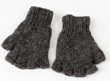 Preview: BRAUNE FINGERLINGE HALBFINGERLINGE 100% WOLLE HANDARBEIT NEPAL
