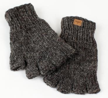 BRAUNE FINGERLINGE HALBFINGERLINGE 100% WOLLE HANDARBEIT NEPAL