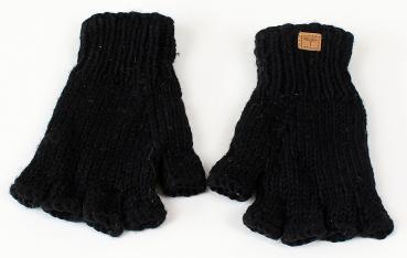 Preview: SCHWARZE FINGERLINGE HALBFINGERLINGE 100% WOLLE HANDARBEIT NEPAL