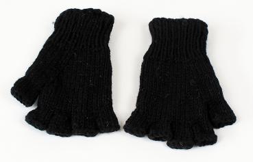 Preview: SCHWARZE FINGERLINGE HALBFINGERLINGE 100% WOLLE HANDARBEIT NEPAL