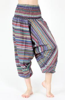 Buntgestreifte Haremshose aus Indien Nr.2 Einheitsgröße Aladinhose Hippie