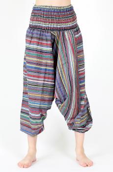 Preview: Buntgestreifte Haremshose aus Indien Nr.2 Einheitsgröße Aladinhose Hippie