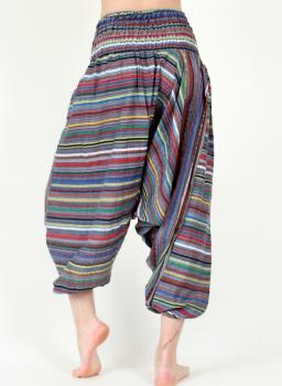 Preview: Buntgestreifte Haremshose aus Indien Nr.2 Einheitsgröße Aladinhose Hippie