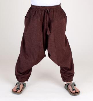 Preview: Tolle braune Aladin Kinderhose Haremshose Einheitsgröße Handarbeit Nepal