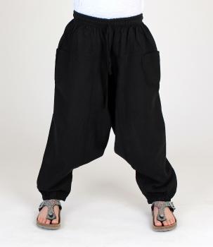 Preview: Tolle schwarze Aladin Kinderhose Haremshose Einheitsgröße Handarbeit Nepal