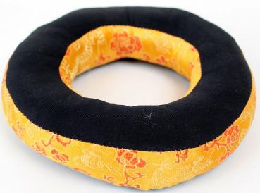 GROßES GELBES KLANGSCHALENKISSEN RING DONUT HANDARBEIT BROKAT NEPAL