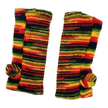 Preview: BUNTE PULSWÄRMER STULPEN HANGESTRICKT 100% SCHAFSWOLLE