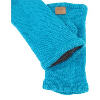 Türkis Pulswärmer Stulpen handgestrickt 100% Schafswolle mit Daumen aus Nepal