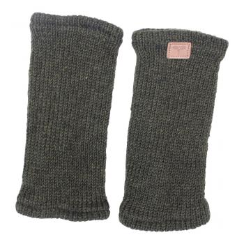 Preview: DUNKELGRÜNE PULSWÄRMER STULPEN HANGESTRICKT 100% SCHAFSWOLLE ohne Daumen