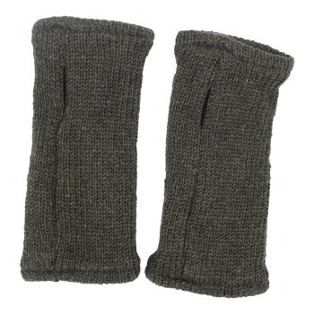 Preview: DUNKELGRÜNE PULSWÄRMER STULPEN HANGESTRICKT 100% SCHAFSWOLLE ohne Daumen