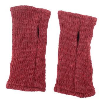Preview: DUNKELROTE PULSWÄRMER STULPEN HANGESTRICKT 100% SCHAFSWOLLE ohne Daumen