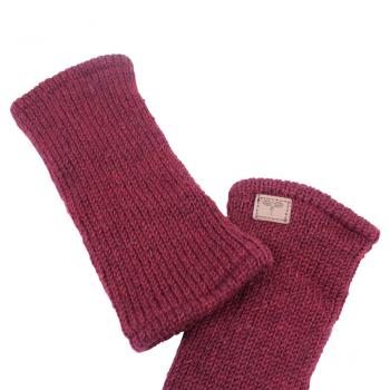 DUNKELROTE PULSWÄRMER STULPEN HANGESTRICKT 100% SCHAFSWOLLE ohne Daumen