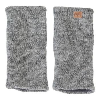 Preview: Mittelgraue Pulswärmer handgestrickt 100% Schafswolle ohne Daumen