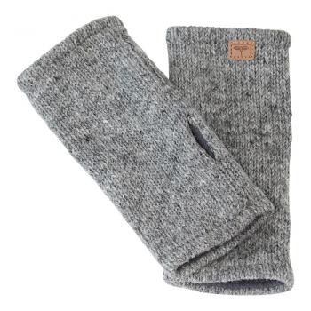 Mittelgraue Pulswärmer handgestrickt 100% Schafswolle ohne Daumen