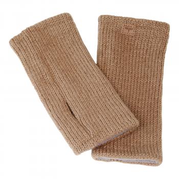 Ockerfarbene Pulswärmer handgestrickt 100% Schafswolle ohne Daumen