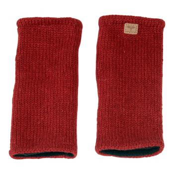 Preview: Rote Pulswärmer handgestrickt 100% Schafswolle ohne Daumen
