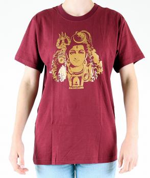 Preview: ROTES SHIVA T-SHIRT GRÖßE XL AUS 100% BAUMWOLLE  NEPAL HANDBEDRUCKT
