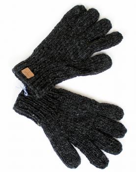 Herrlich warme handgearbeitete anthrazitfarbene Fingerhandschuhe Nepal 100% Wolle teilgefleect