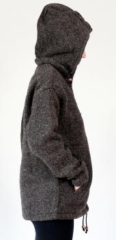 GRÖßE M BRAUNE WOLLJACKE 100% SCHAFSWOLLE HANDARBEIT AUS NEPAL