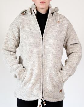 Preview: GRÖßE M NATURFARBENE WOLLJACKE 100% SCHAFSWOLLE HANDARBEIT AUS NEPAL