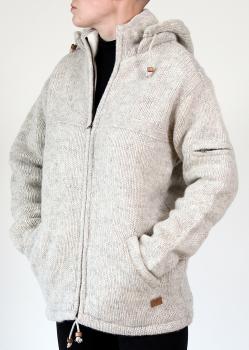 Preview: GRÖßE M NATURFARBENE WOLLJACKE 100% SCHAFSWOLLE HANDARBEIT AUS NEPAL