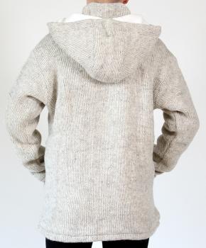 Preview: GRÖßE M NATURFARBENE WOLLJACKE 100% SCHAFSWOLLE HANDARBEIT AUS NEPAL