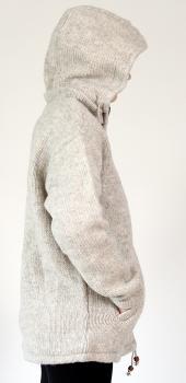 GRÖßE M NATURFARBENE WOLLJACKE 100% SCHAFSWOLLE HANDARBEIT AUS NEPAL