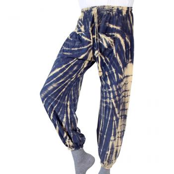 Preview: Blaue gebatikte Ballonhose mit Taschen Handarbeit aus Nepal