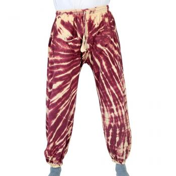 Preview: Rote gebatikte Ballonhose mit Taschen Handarbeit aus Nepal