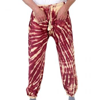 Rote gebatikte Ballonhose mit Taschen Handarbeit aus Nepal