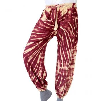 Preview: Rote gebatikte Ballonhose mit Taschen Handarbeit aus Nepal