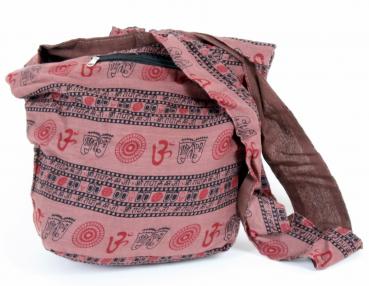 BRAUNE MIT OM + SYMBOLEN VERZIERTE TASCHE