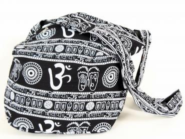 SCHWARZE MIT OM + SYMBOLEN VERZIERTE TASCHE