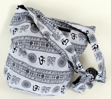 WEIßE MIT OM + SYMBOLEN VERZIERTE TASCHE