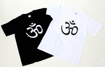 Preview: WEIßES OM T-SHIRT GRÖßE XL AUS 100% BAUMWOLLE  NEPAL HANDBEDRUCKT