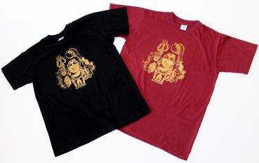 Preview: ROTES SHIVA T-SHIRT GRÖßE XL AUS 100% BAUMWOLLE  NEPAL HANDBEDRUCKT
