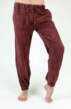 Preview: Rote stone washed Hose aus Nepal Einheitsgröße 100% Baumwolle Handarbeit