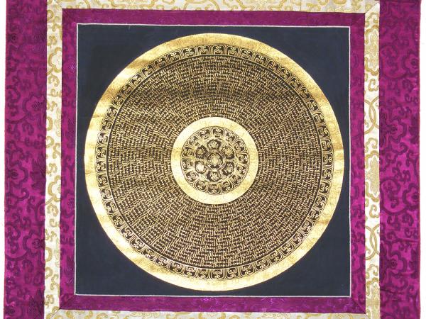 OM MANDALA THANGKA MIT TIBETISCHEN GLÜCKSSYMBOLEN